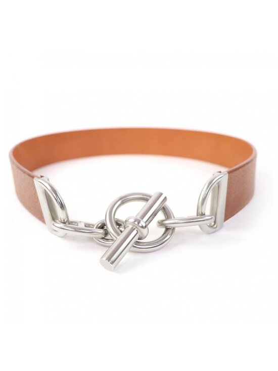 Hermes Vintage Silver Martin Margiela Era Chaine D\'ancre Leather Belt Brown 70 main image 7